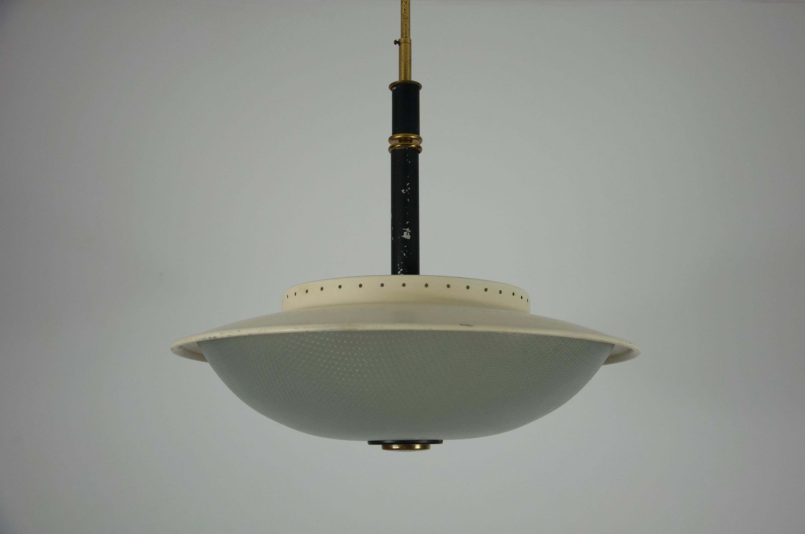 Mid Century Brass And Glass Ceiling Lamp By Stilnovo, Italy, 1960s photo Lighting