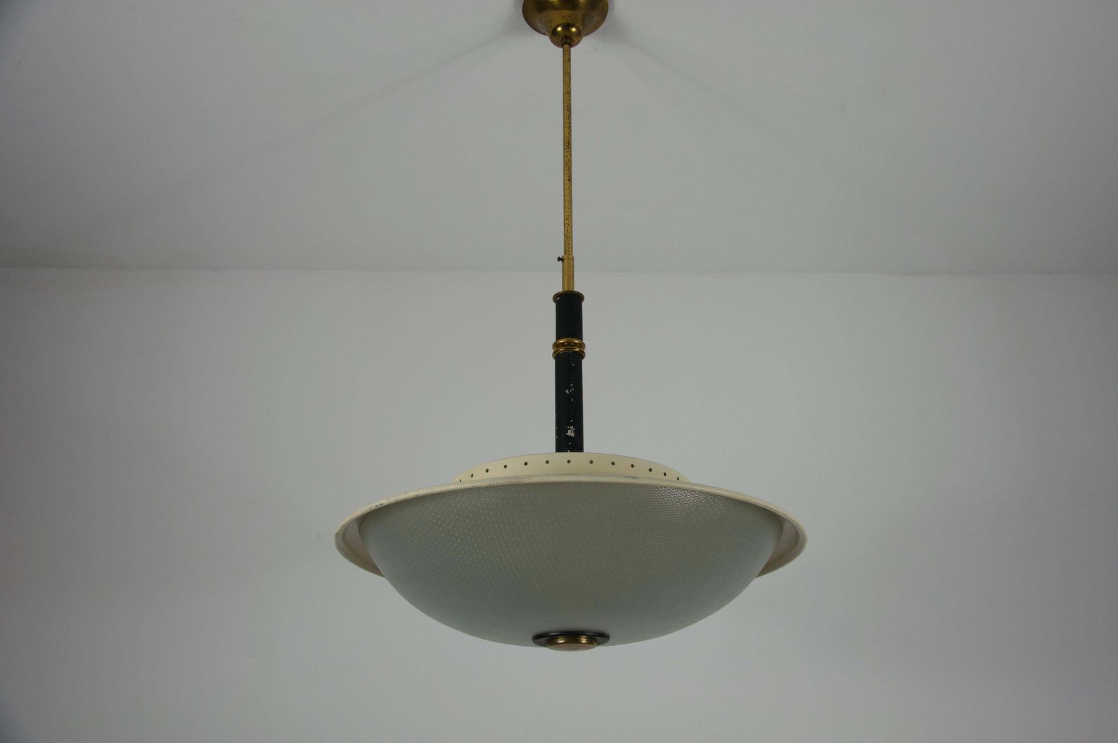 Mid Century Brass And Glass Ceiling Lamp By Stilnovo, Italy, 1960s photo 2799.0