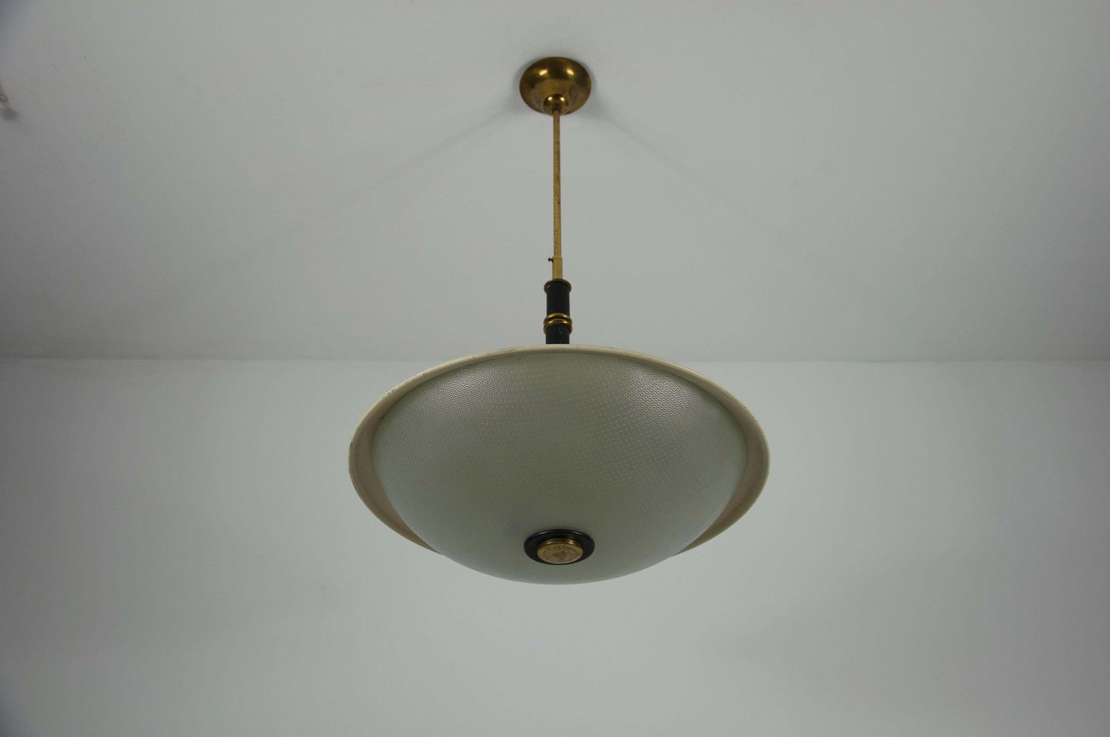 Mid Century Brass And Glass Ceiling Lamp By Stilnovo, Italy, 1960s photo vintage