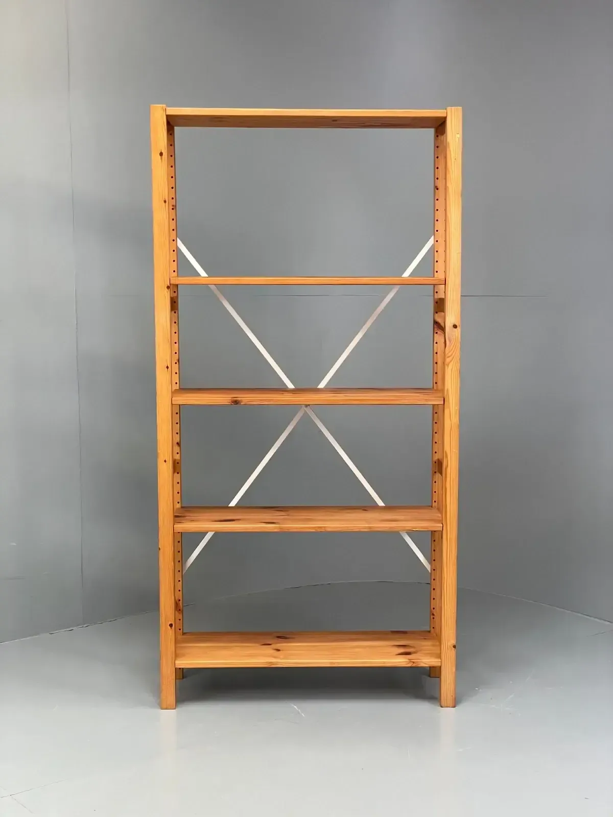 Pine Open Shelving Unit Adjustable Retro Scandi Solid photo furniture