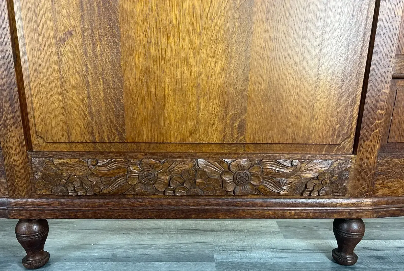 Bed Antique French Style Oak Double Bed Frame Carved Headboard Lot 2762 photo 499.0