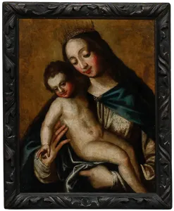 Spanish School 17th Century Oil   Queen Of Heaven photo furniture