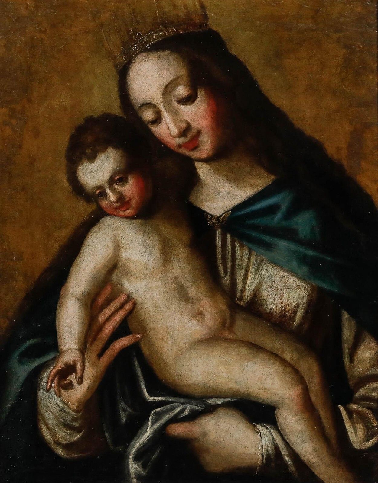 Spanish School 17th Century Oil   Queen Of Heaven photo for sale