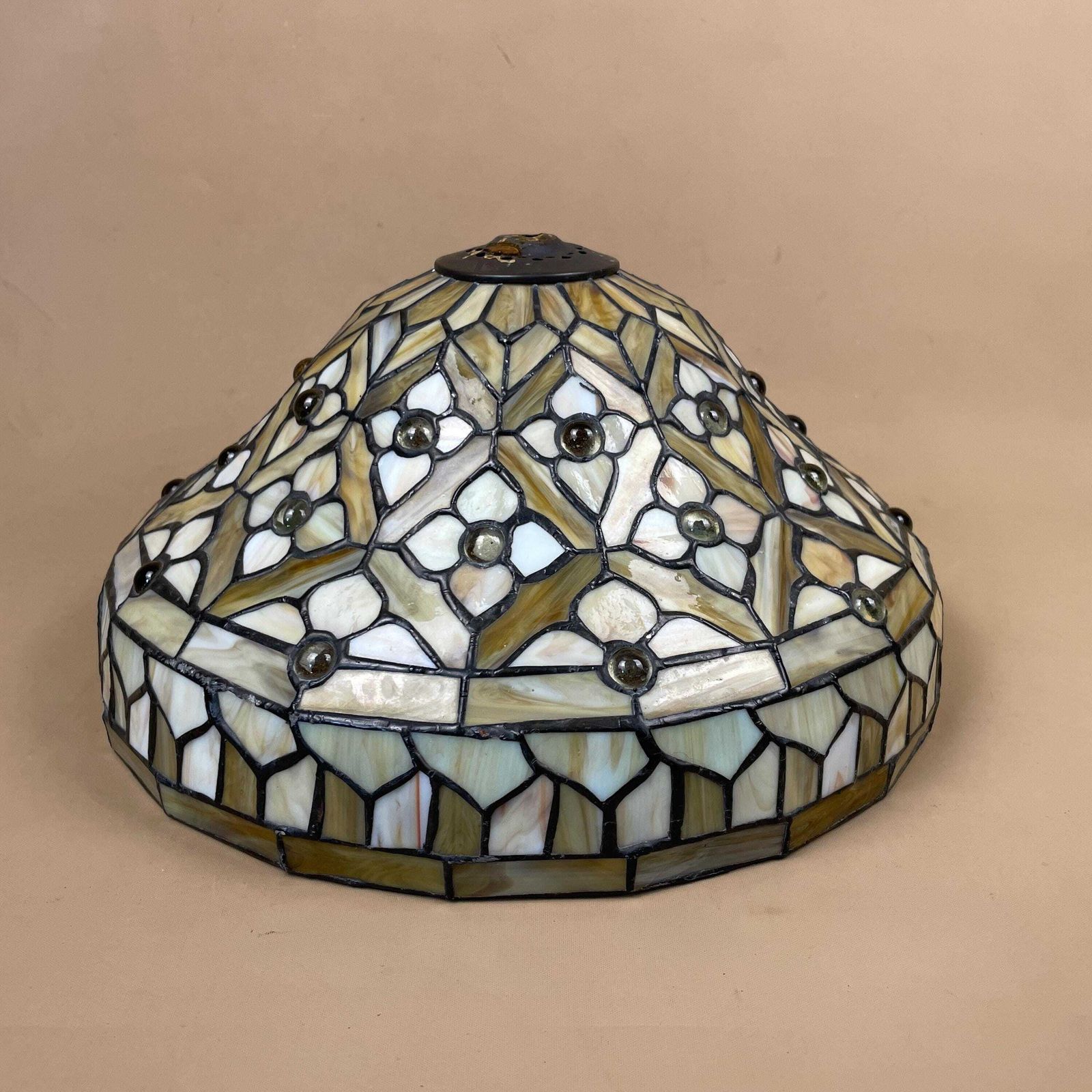 Tiffany Style Lamp Shade Yellow Black Colour Lampshade Ceiling Stain Glass Stained Lightshade Light Patterned Dome Circle Metal Large photo 139.0