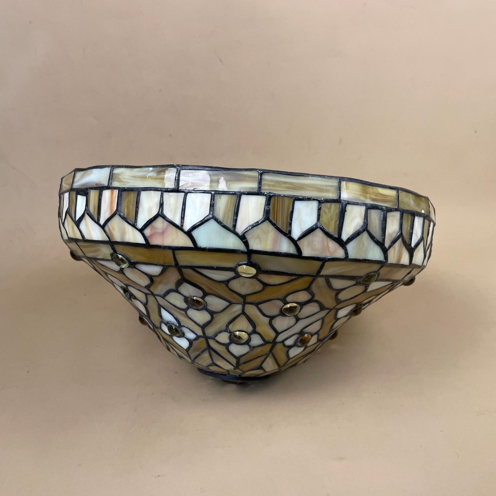 139.0 Tiffany Style Lamp Shade Yellow Black Colour Lampshade Ceiling Stain Glass Stained Lightshade Light Patterned Dome Circle Metal Large photo