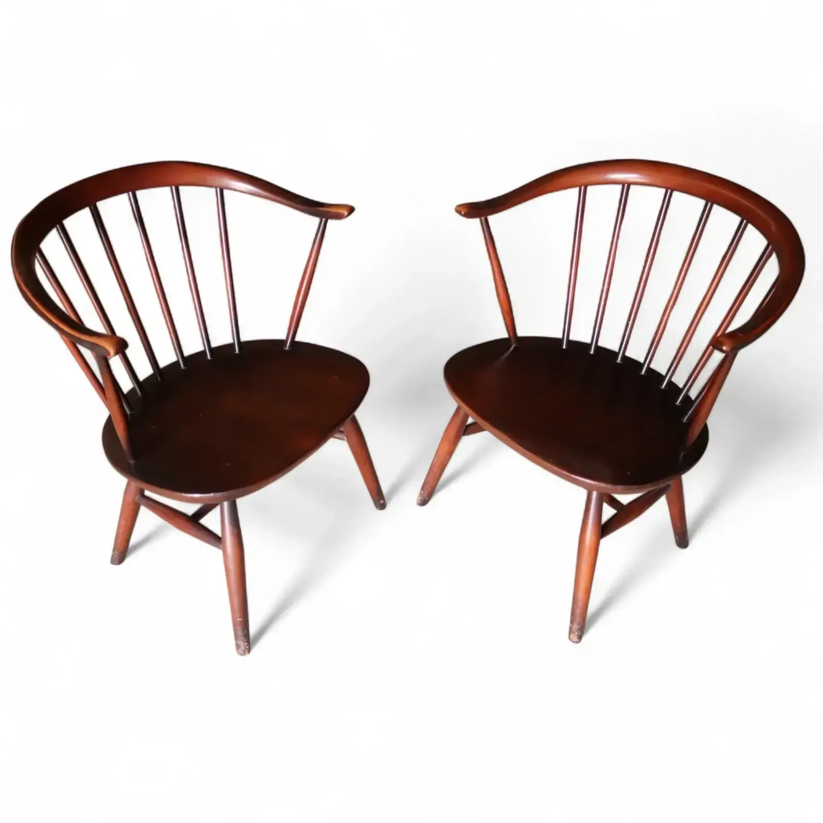 photo buy Pair Of Ercol 541 Cowhorn Low Fireside Lounge Chairs / Armchairs