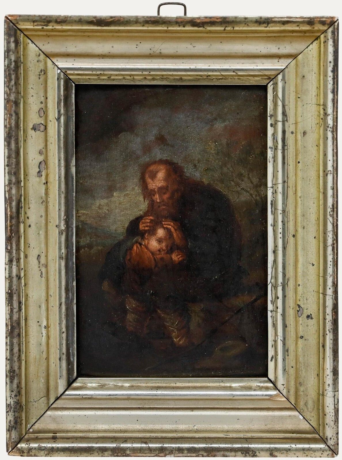 Framed 18th Century Oil   Joseph And The Infant Christ
