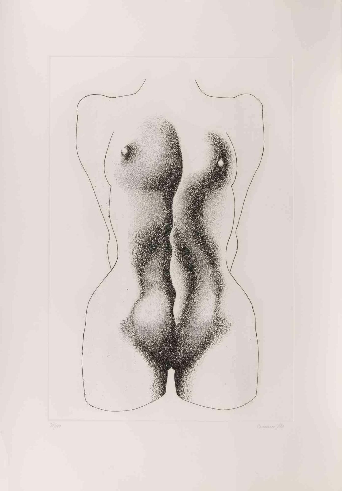 Giacomo Porzano Nude   Etching By Giacomo Porzano   1972.