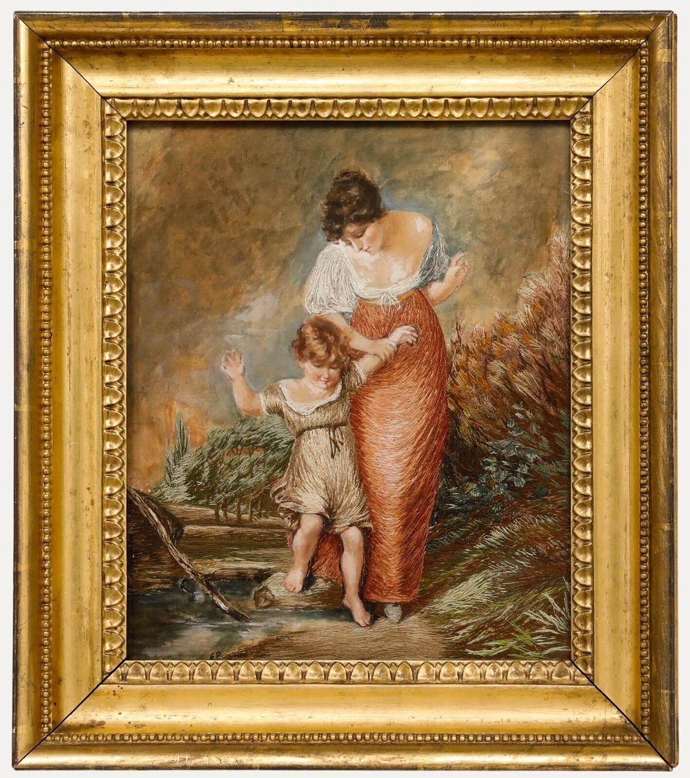 After Henry Thomson Ra (1773 1843)   George III Silkwork, Crossing The Brook