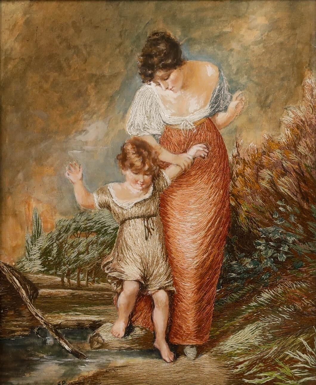 After Henry Thomson Ra (1773 1843)   George III Silkwork, Crossing The Brook photo furniture