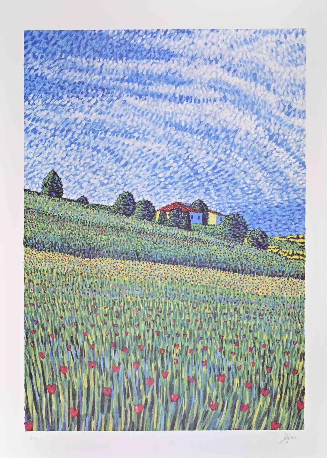 Lucio Rofrano Countryside   Lithograph By Lucio Rofrano   1990s photo furniture