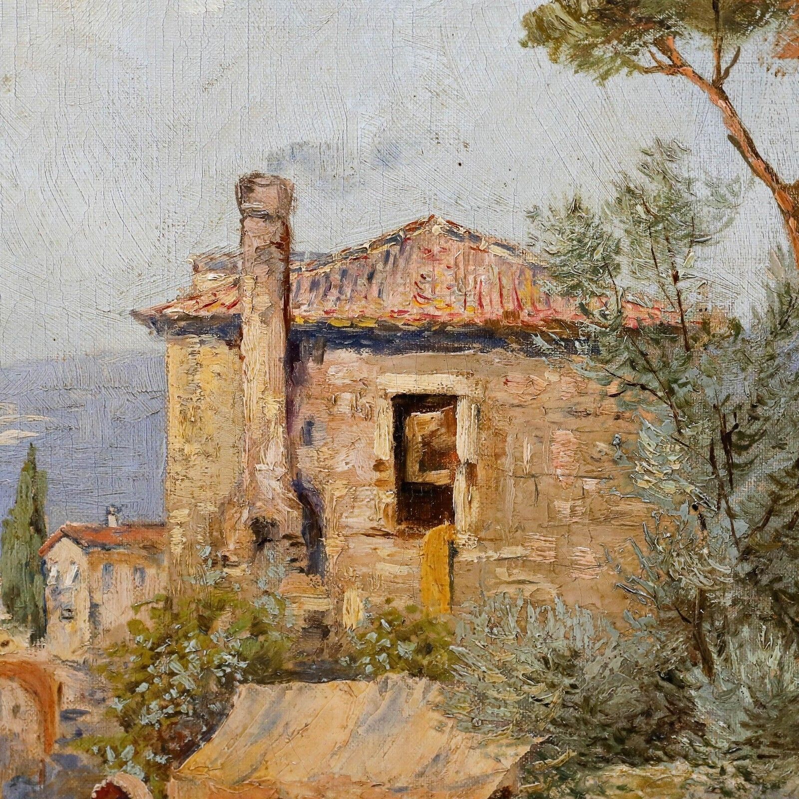 Attrib. Karl Theodor Wagner (1856 1921)   Framed Oil, Amalfi Coastline photo vintage