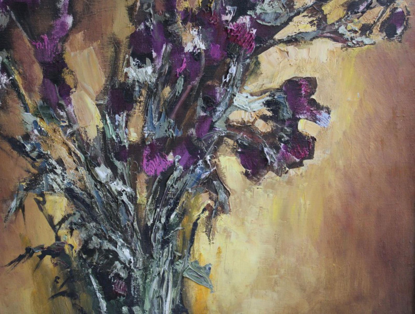 Uldis Zemzaris Thristles, By Uldis Zemzaris. 1978. Oil On Canvas. 80x81 Cm.. photo for sale
