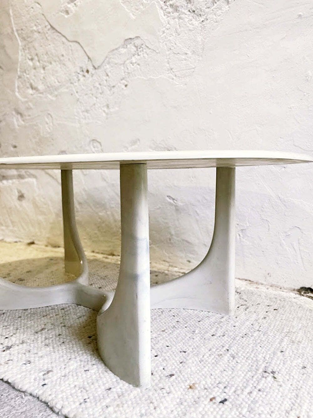Vintage Marmorino Coffee Table With Sculptural Base  Danish Modern Style 1991 photo vinterior