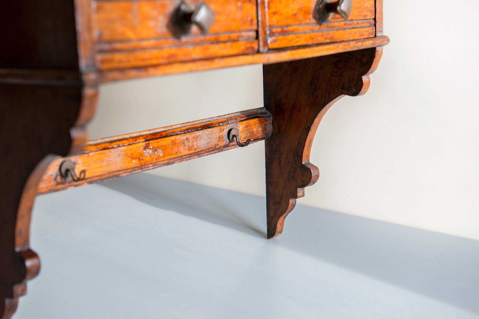 Antique Oak Wall Cabinet   Folk Art Farmhouse   Hanging Cabinet With Drawers photo 326.0