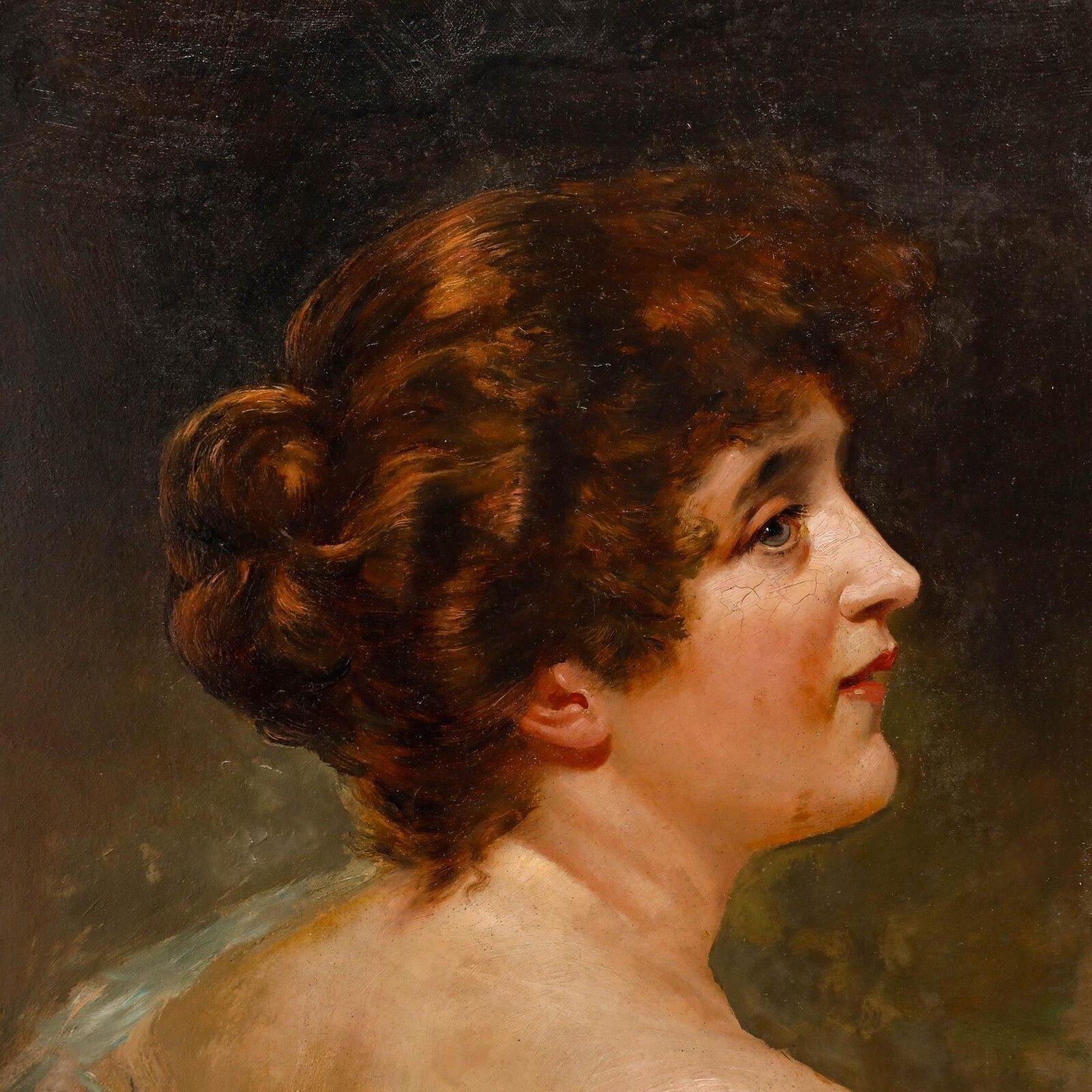 Bruno Pinkow   German School Late 19th Century Oil, Red Haired Beauty photo 650.0