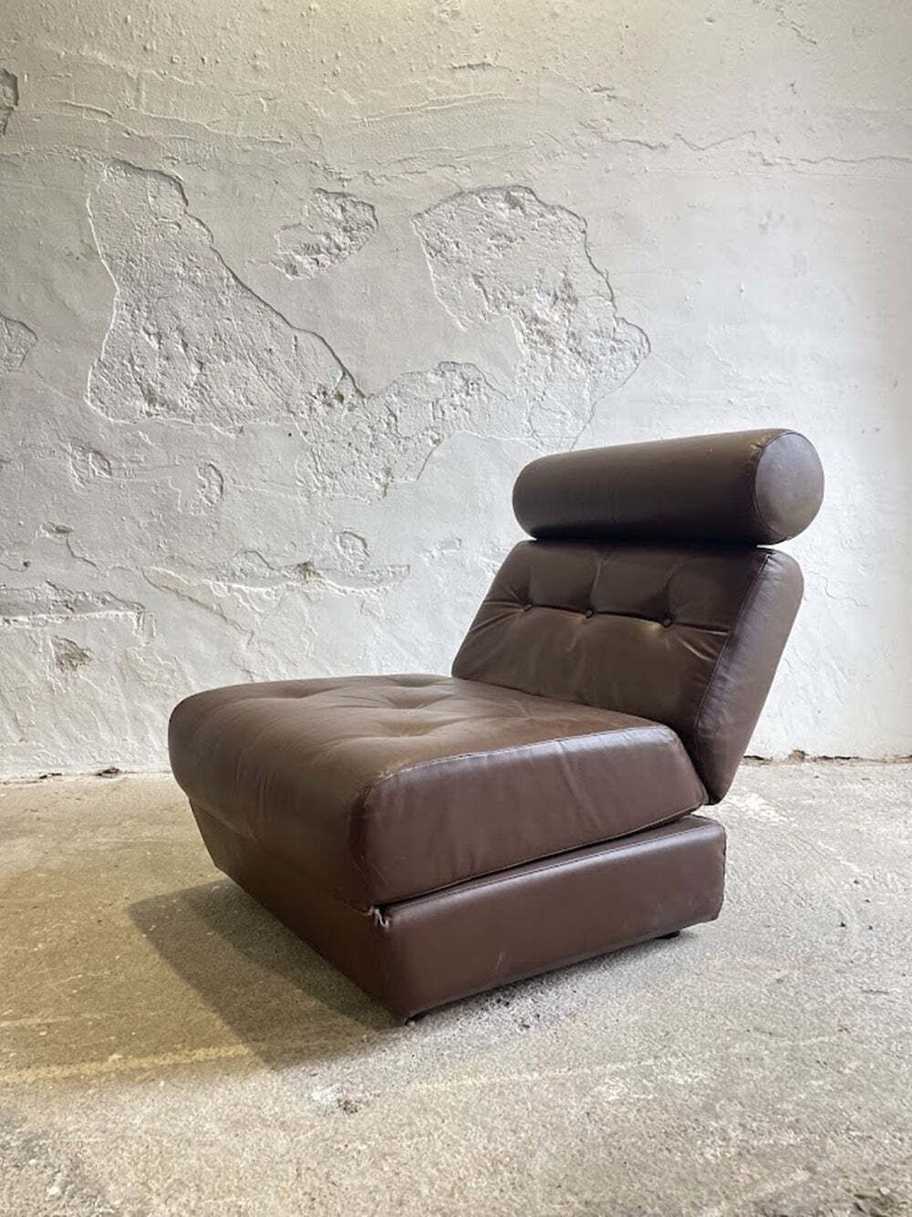 Vintage Yugoslav Design Convertible Leather Chair Bed 1970s