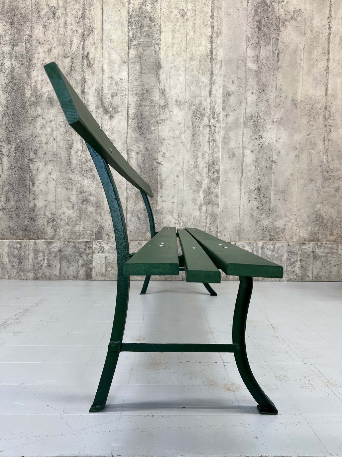 201cm Forest Green Garden Bench photo vintage