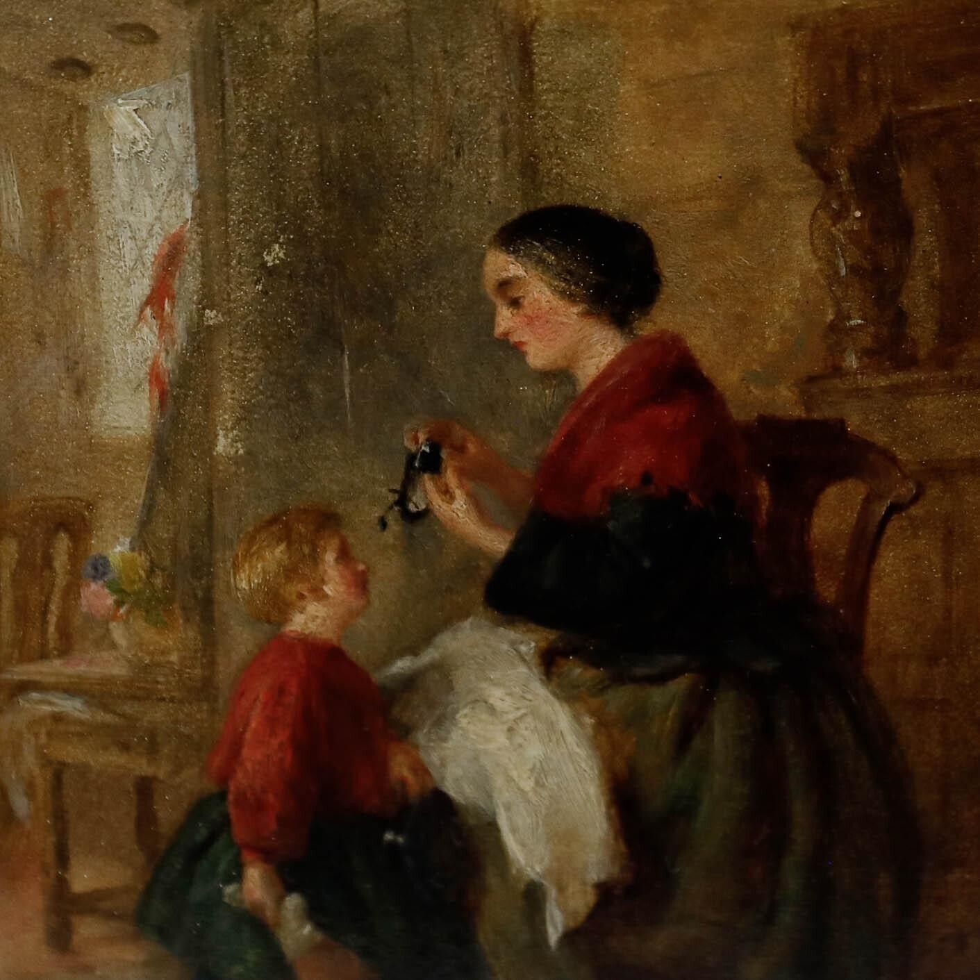 Edwin Hughes (1842 1922)   1863 Oil, A Stitch In Time photo Art