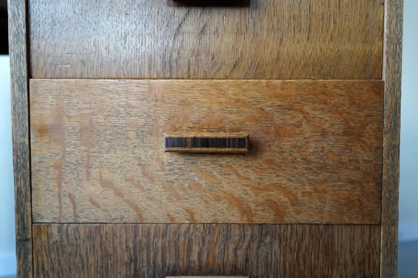 photo buy Art Deco Oak Desk With Tooled Leather Top, England C.1930 Heals