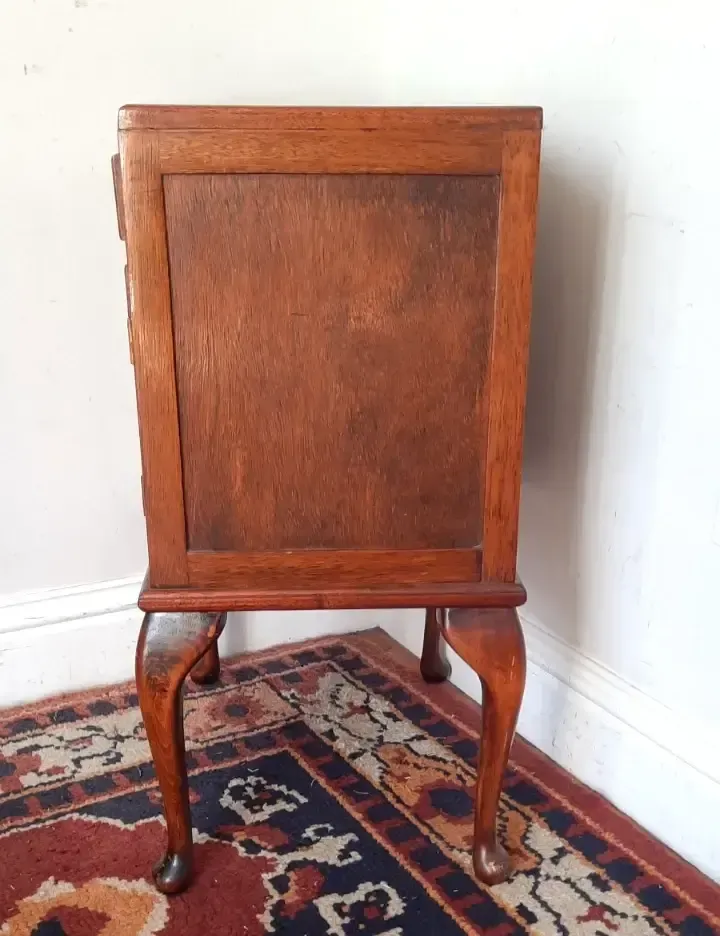 photo for sale Vintage Art Deco Era Walnut And Mahogany Bedside Cabinet Single With Top Drawer