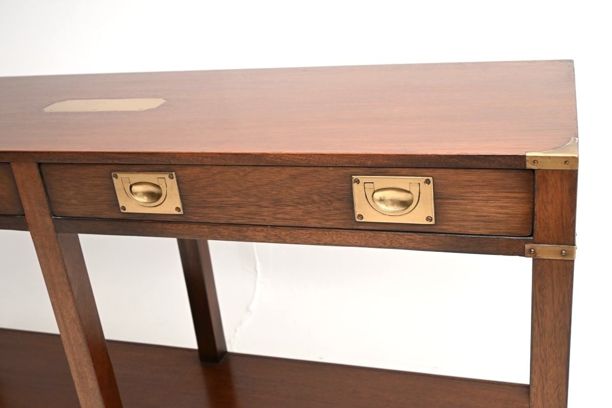 Antique Military Campaign Style Mahogany And Brass Console Table photo Furniture