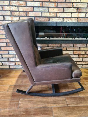 Handcrafted Leather Rocking Chair From Bw Bielefelder Werkstätten, Germany, 2010s photo furniture