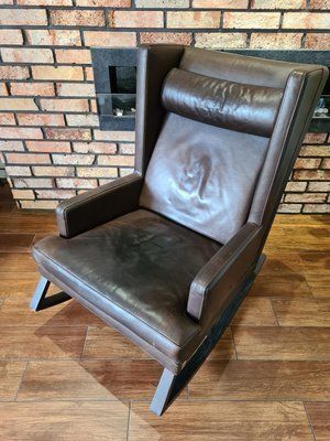 photo for sale Handcrafted Leather Rocking Chair From Bw Bielefelder Werkstätten, Germany, 2010s