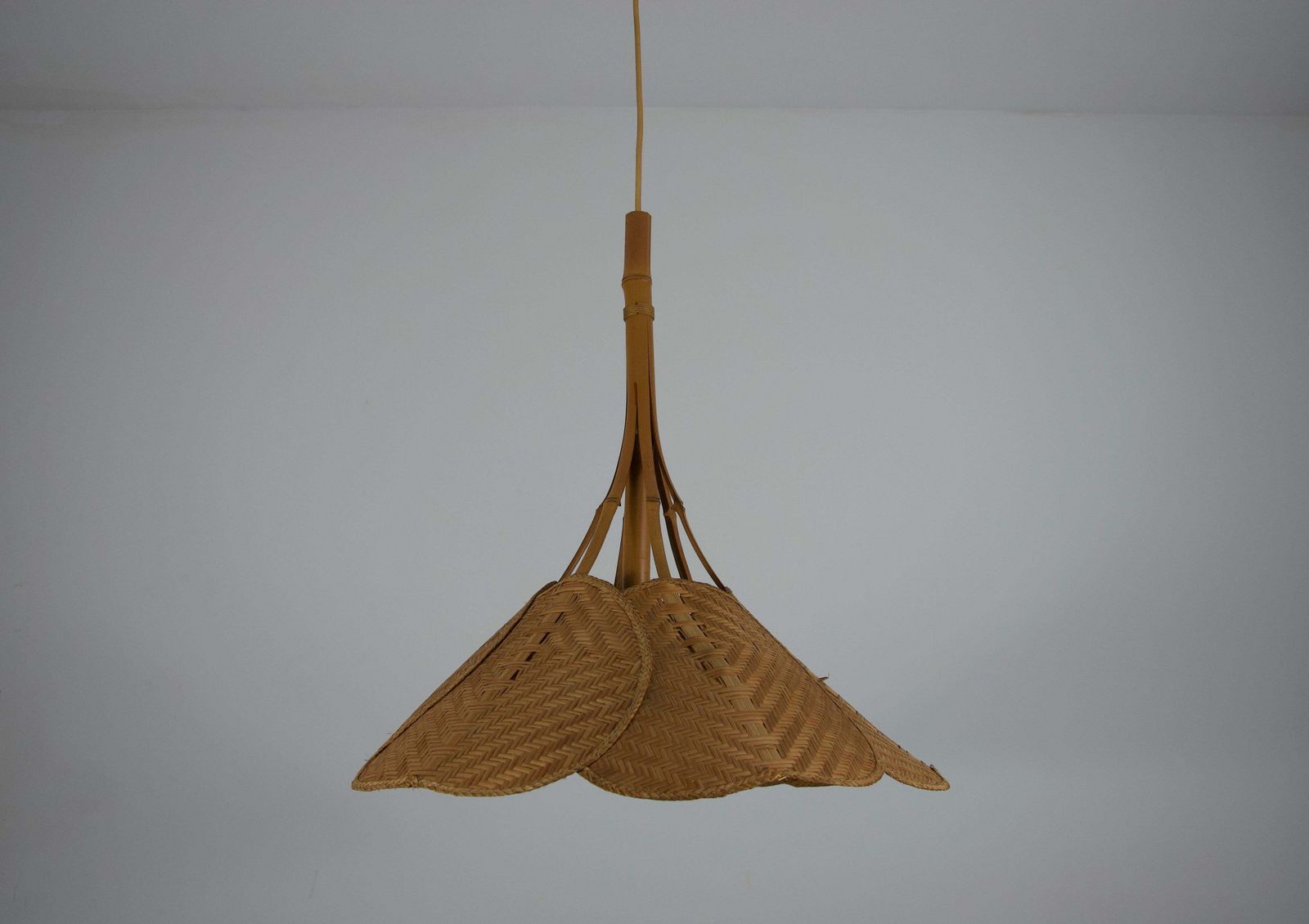 Mid Century Modern Uchiwa Pendant Lamp In The Style Of Ingo Maurer, 1970s photo for sale