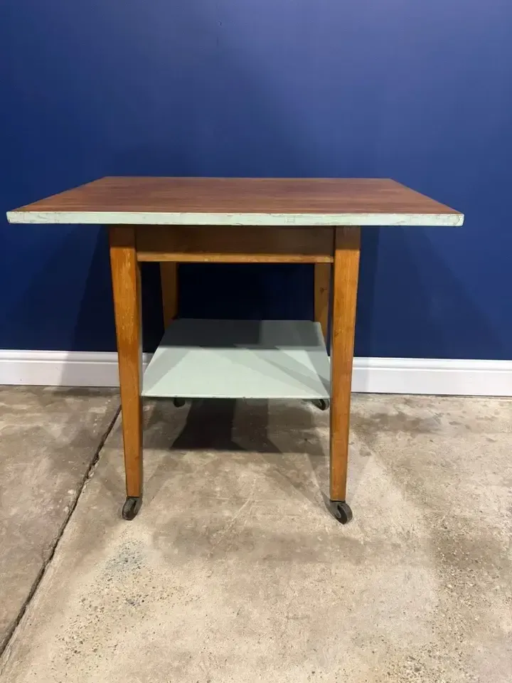 Vintage Formica Table And Chairs Green Blue 1950s Mid Century Kitchen Larder photo buy