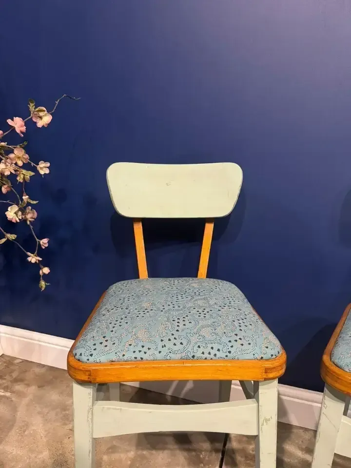125.0 Vintage Formica Table And Chairs Green Blue 1950s Mid Century Kitchen Larder photo