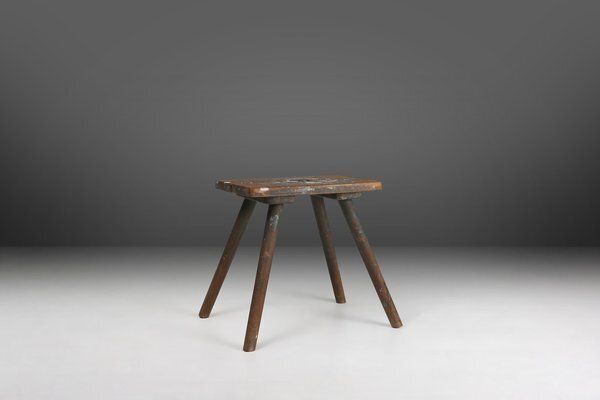 Industrial French Wooden Painters Stool, 1930s