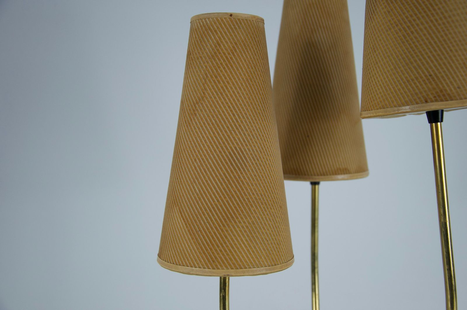 Midcentury Brass And Fabric Shade Table Lamp By Rupert Nikoll, 1960s photo vintage