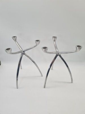 Vintage Space Age Aluminum Candlesticks, 1960s, Set Of 2 photo buy