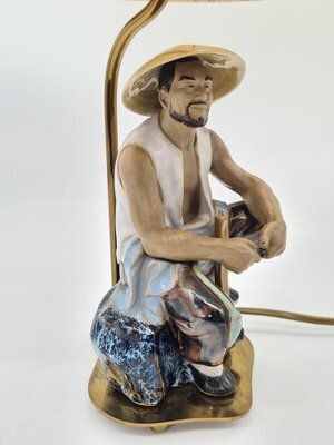 Ceramic Table Lamp With Fisherman Figurine, 1960s 1970s photo 156.0
