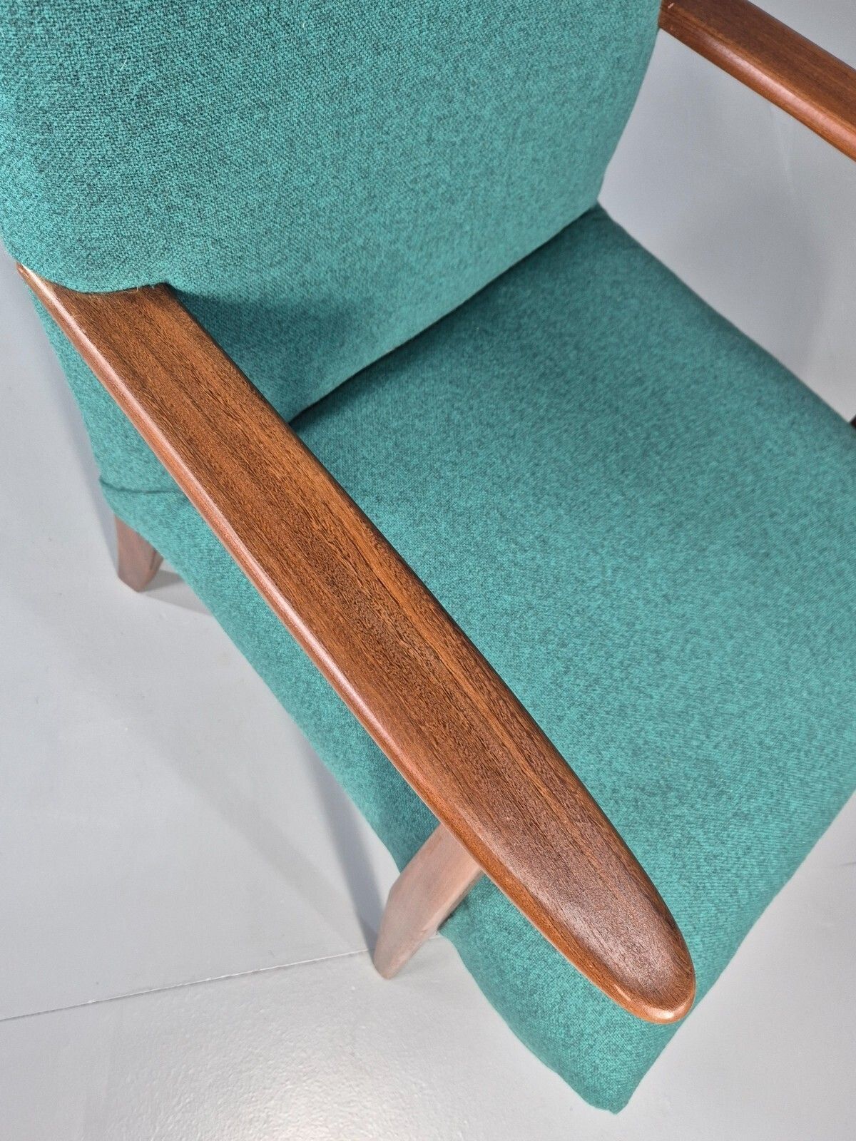 Vintage Mid Century Teak Lounge Chair New Upholstery Retro 1960s Eb11814 Mnor photo vinterior
