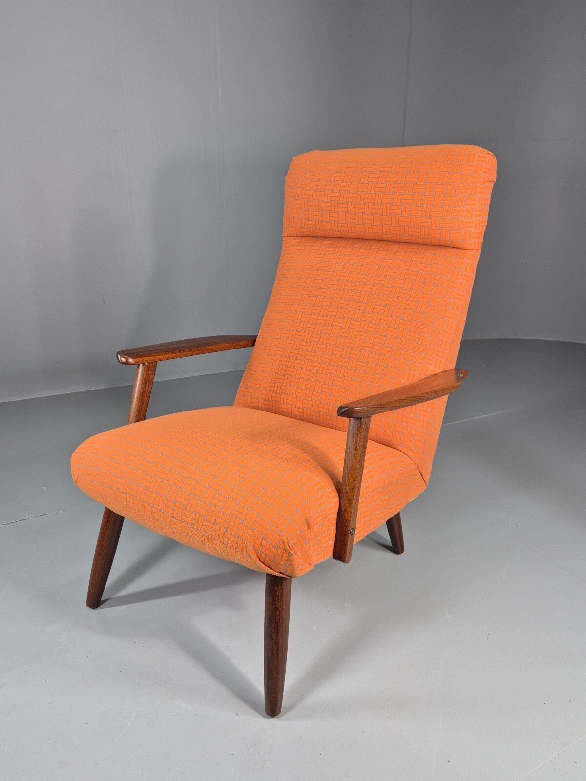 Vintage Danish Lounge Chair Teak Frame Mid Century New Upholstery photo for sale