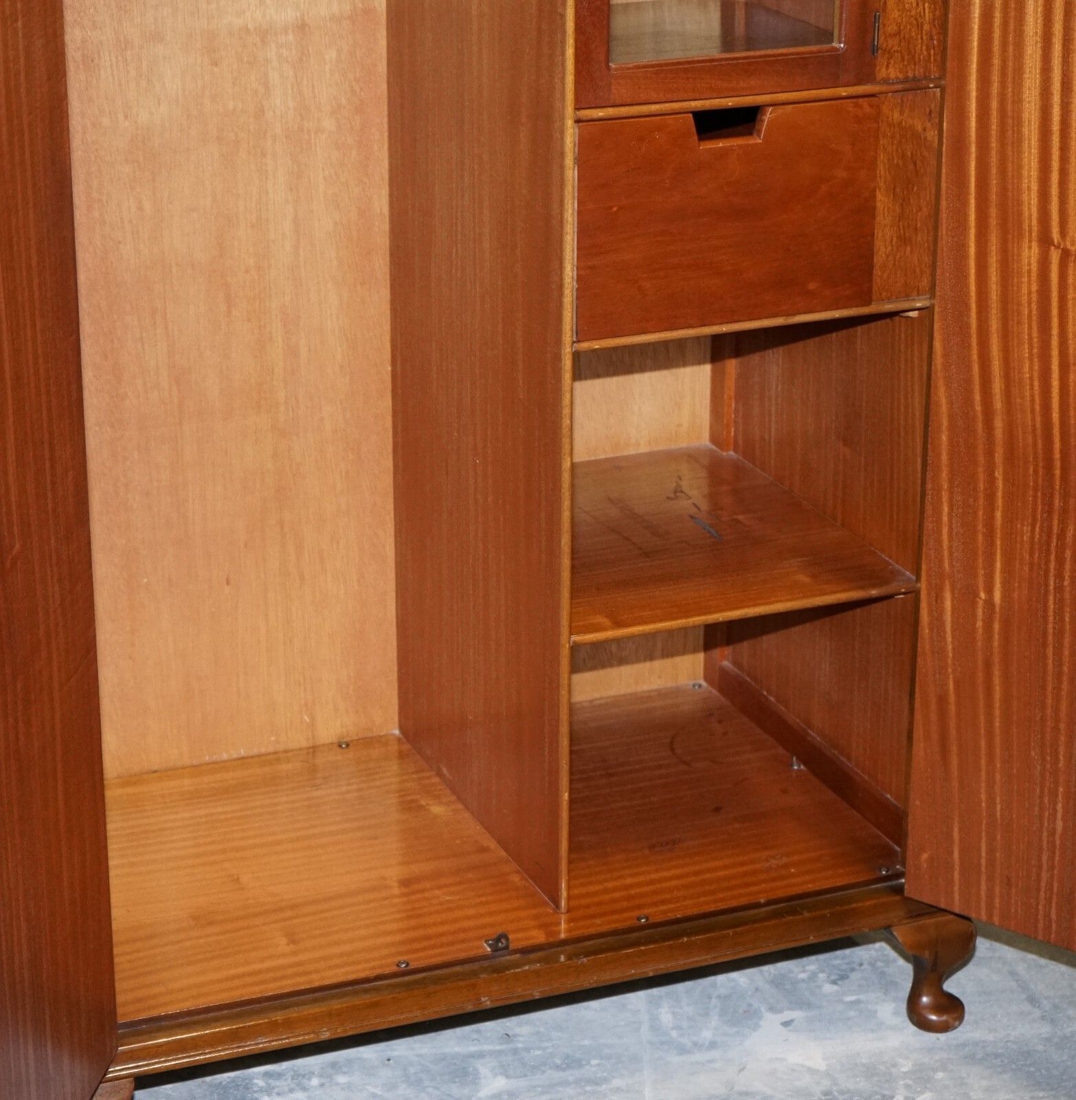 Furniture Art Deco 1920's Queen Anne English Burr Walnut Two Door Wardrobe photo