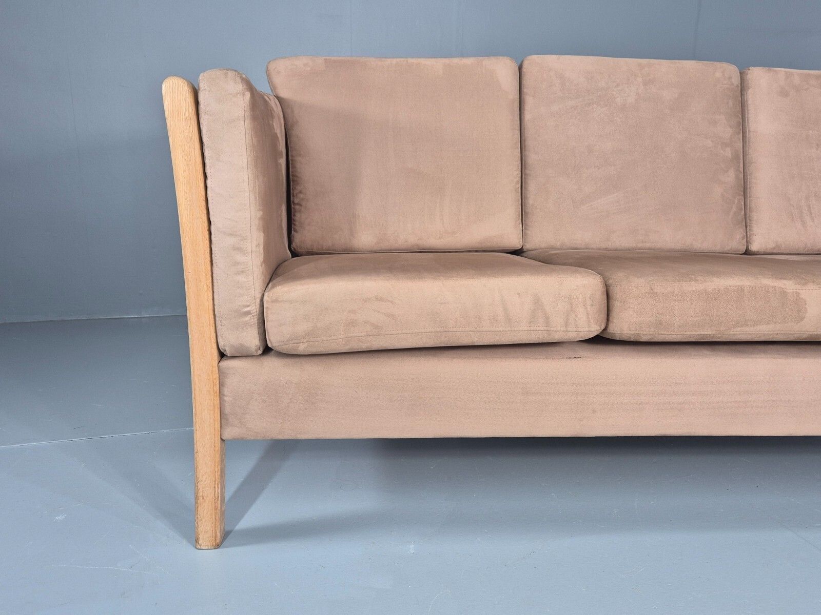 Vintage 3 Seat Sofa Danish Design Faux Suede Upholstery 1980s Retro photo for sale