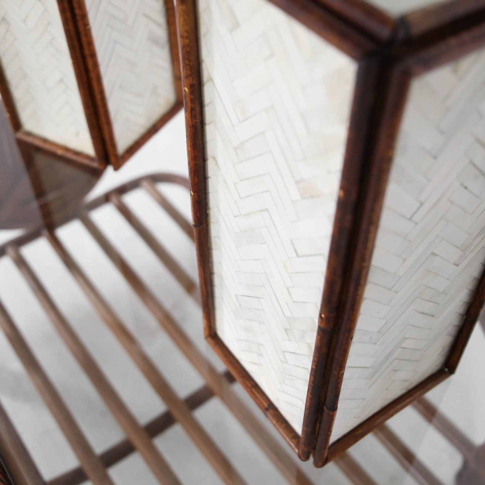 Pair Of Bones Marquetry And Rattan Lamps photo 1688.0
