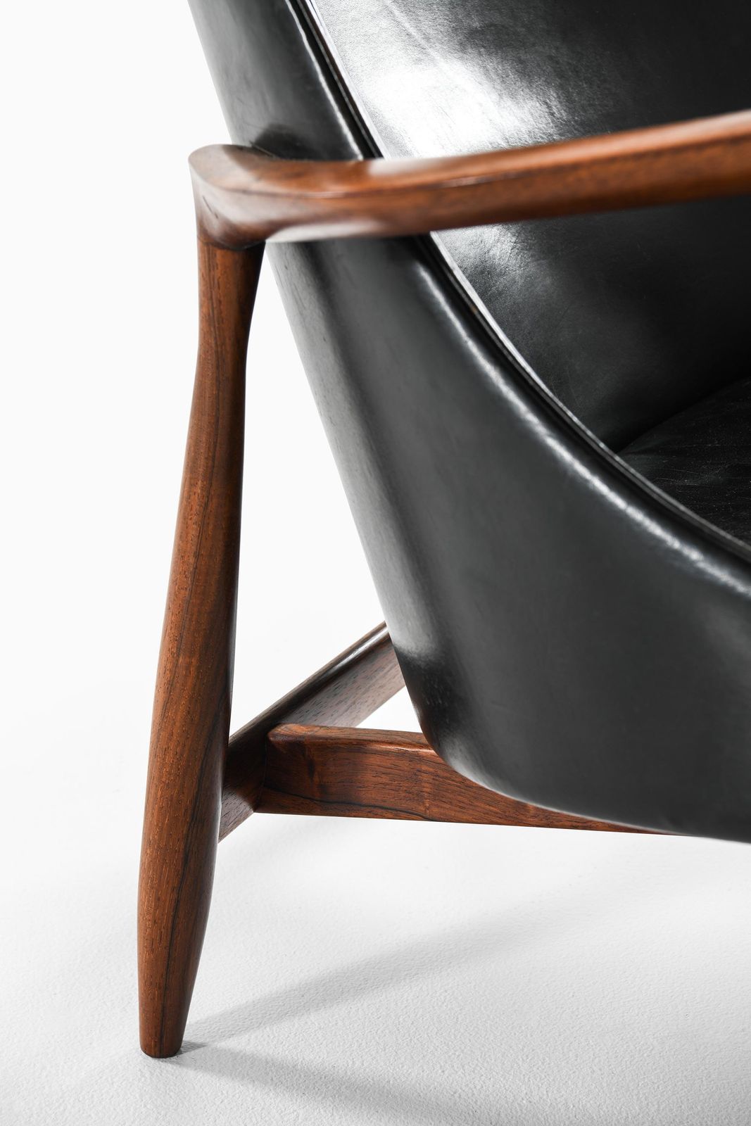 Easy Chair With Matching Stool In Leather And Rosewood By Ib Kofod Larsen 1956 photo for sale