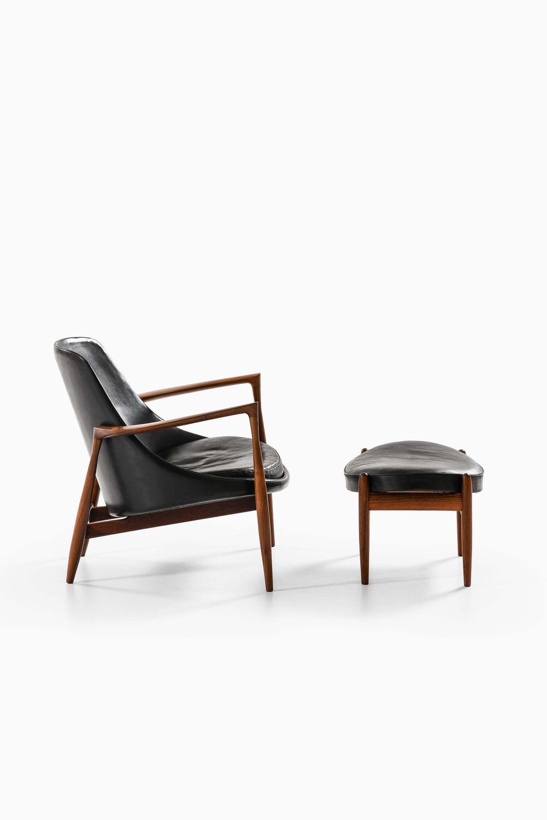 Easy Chair With Matching Stool In Leather And Rosewood By Ib Kofod Larsen 1956 photo 72686.0