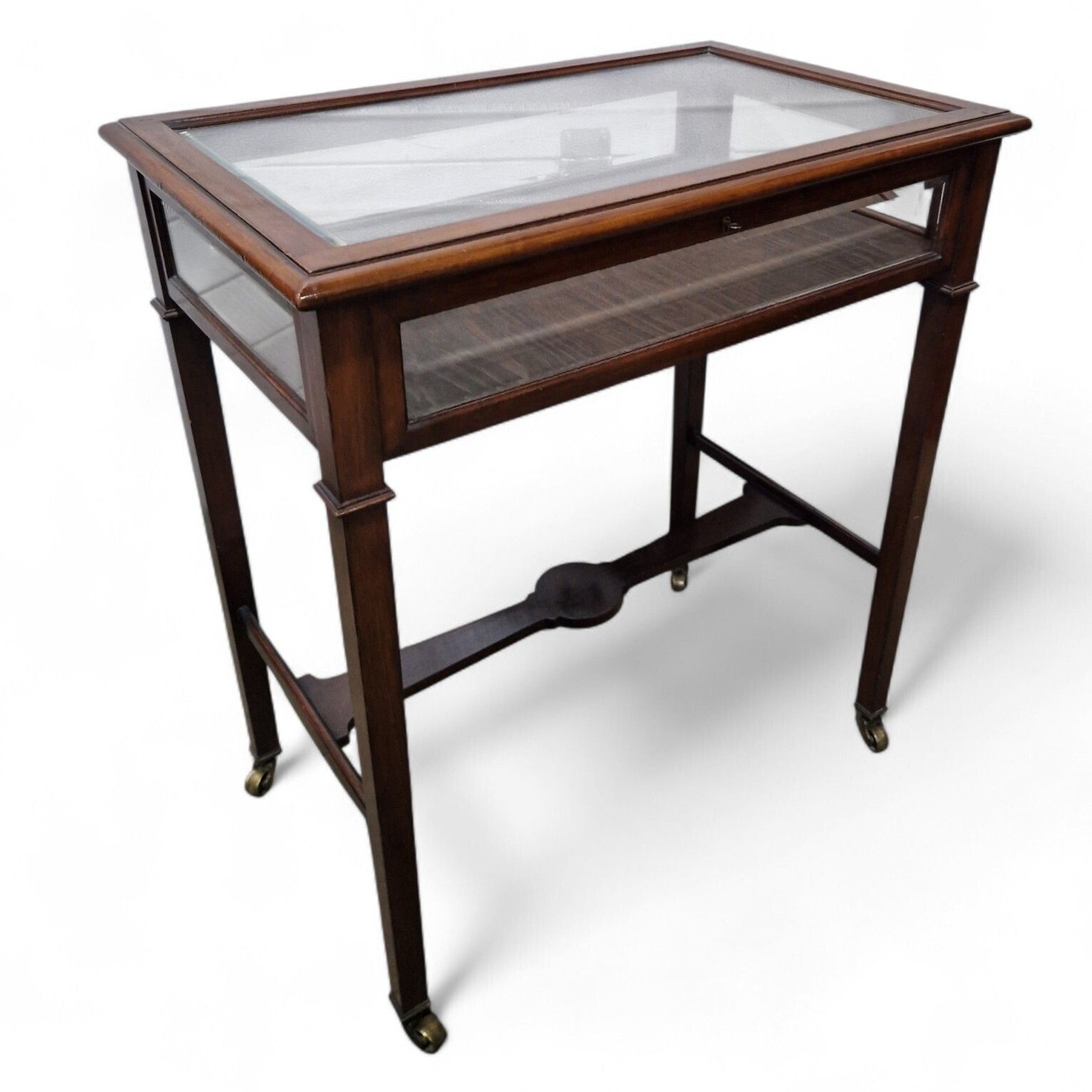 Bijouterie Table Display Cabinet Glazed Antique Edwardian Collectors Case + Key photo buy