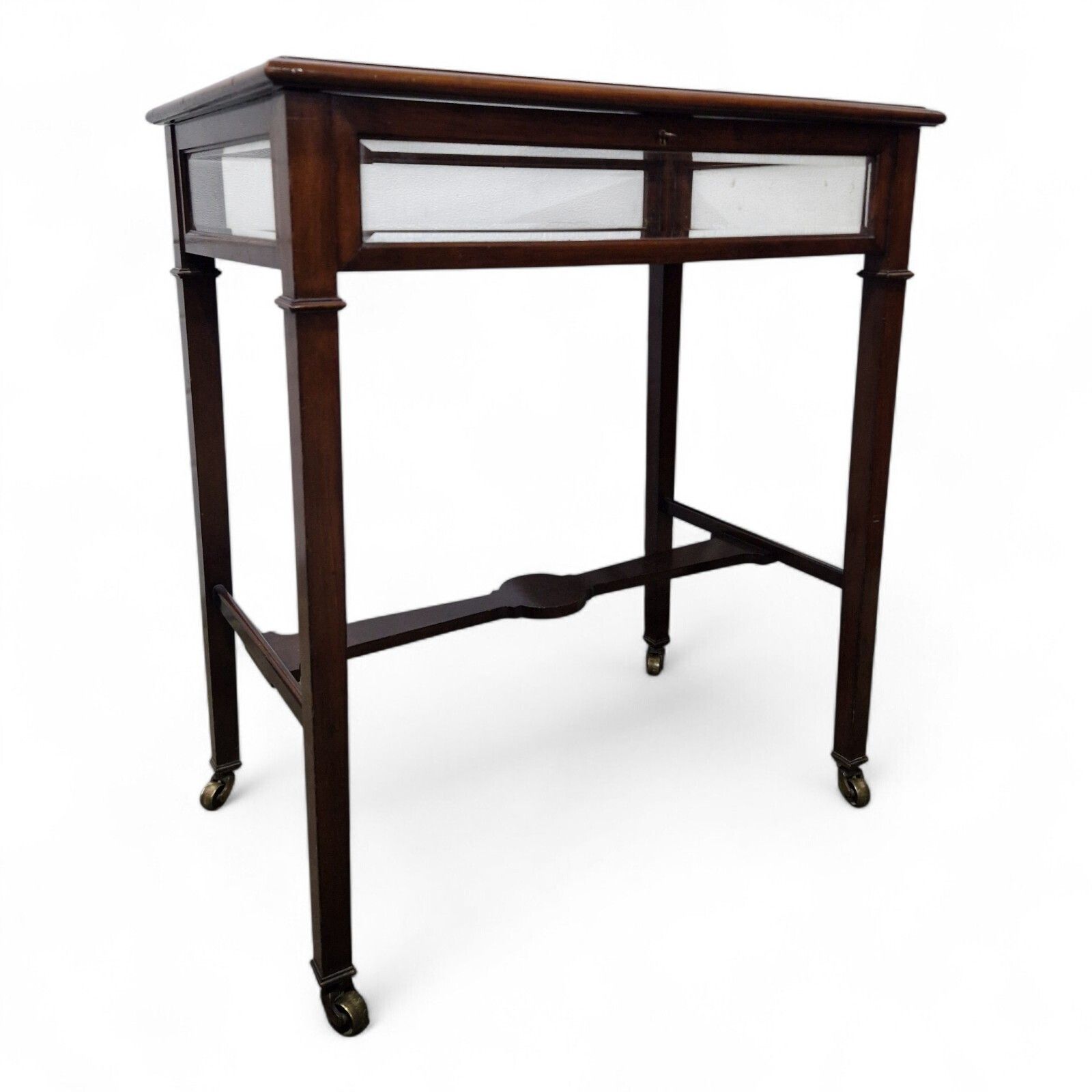 photo furniture Bijouterie Table Display Cabinet Glazed Antique Edwardian Collectors Case + Key