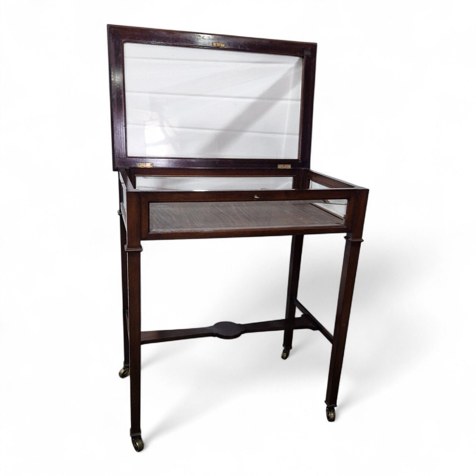 photo buy Bijouterie Table Display Cabinet Glazed Antique Edwardian Collectors Case + Key