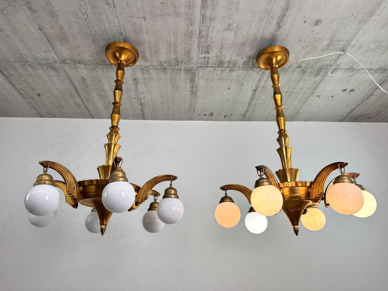 photo buy Large Art Deco Chandeliers In Style Of Dagobert Peche