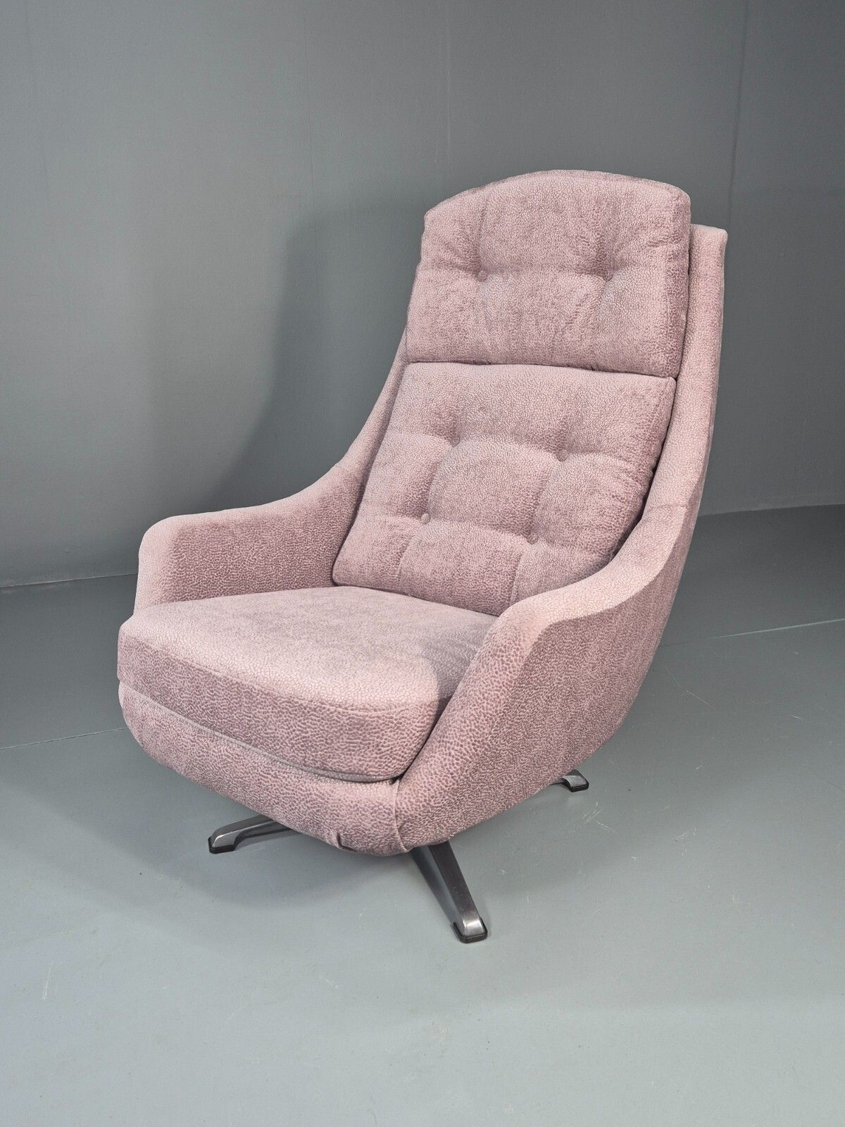 Vintage Mid Century Swivel Bucket Chair Danish 1970s New Upholstery