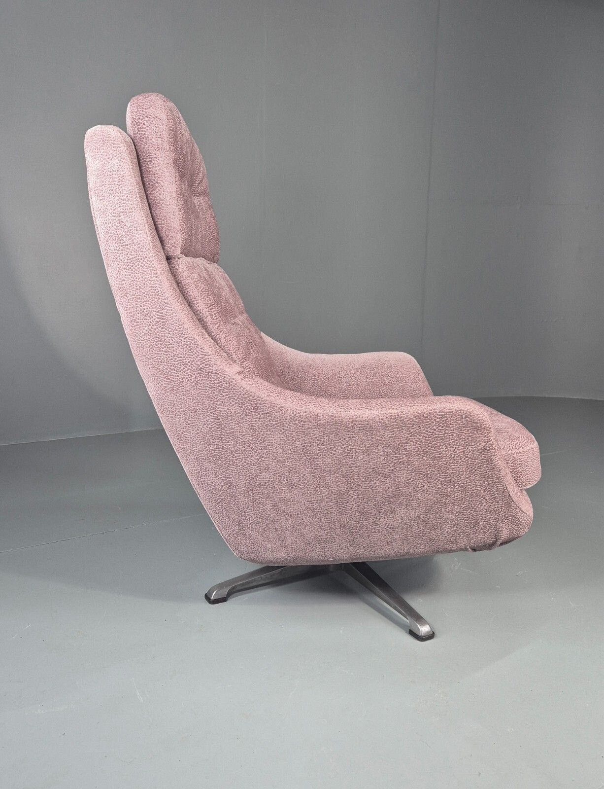 Vintage Mid Century Swivel Bucket Chair Danish 1970s New Upholstery photo 850.0