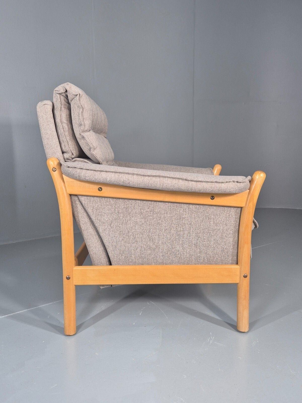 photo buy Vintage Lounge Chair Mid Century Danish Beech Frame New Upholstery