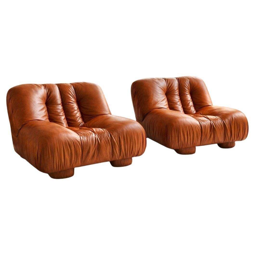 Rare Pair Of Lounge Chairs By Giuseppe Rossi Di Albizzate , Italy – 1970’s